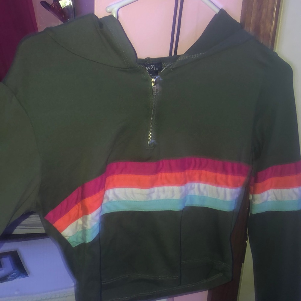 A green crop hoodie